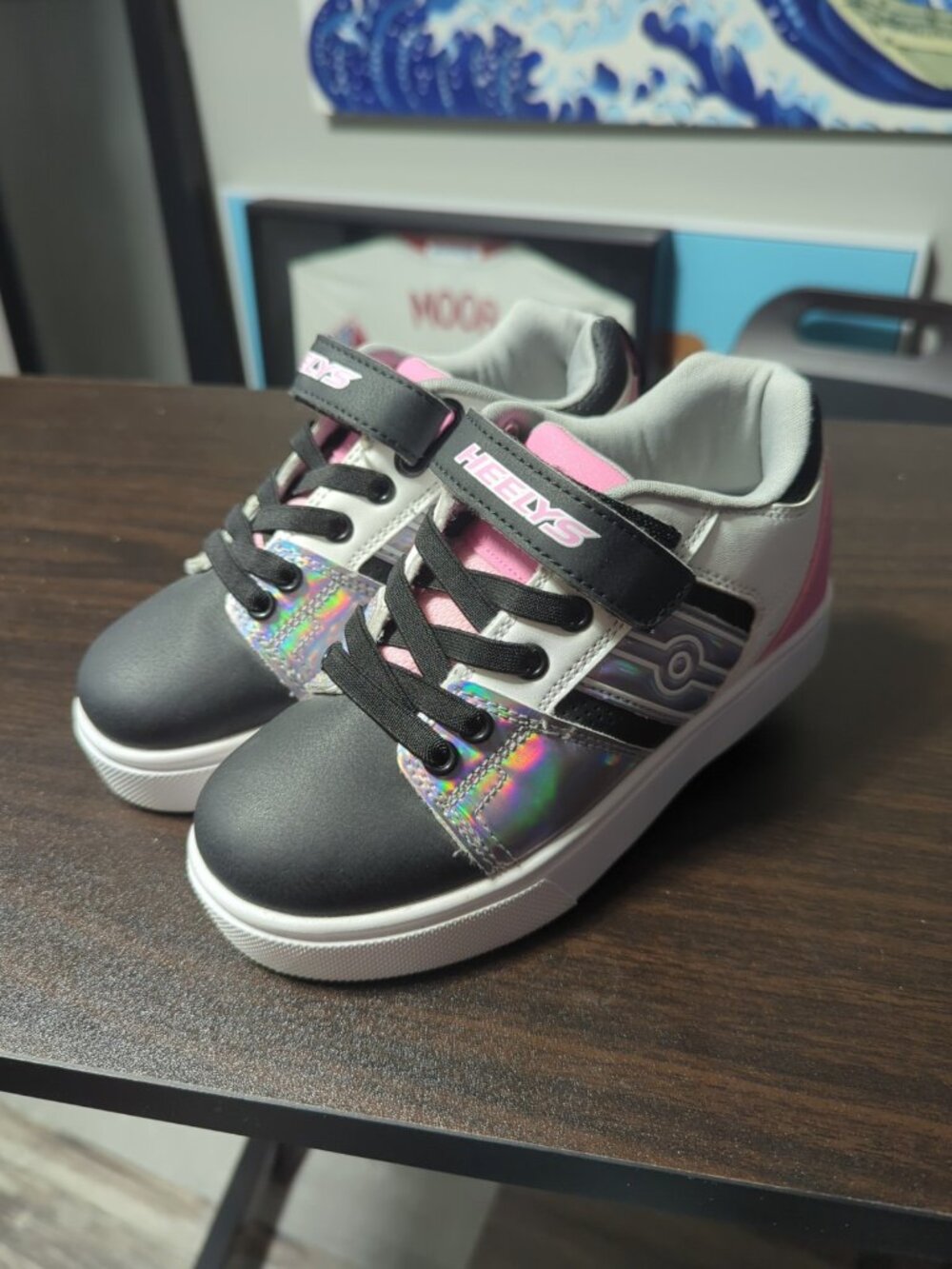 HEELYS Racer 20 X2 Pink Rainbow Translucent Org Wheel Rollerskate Shoe YOUTH 13C